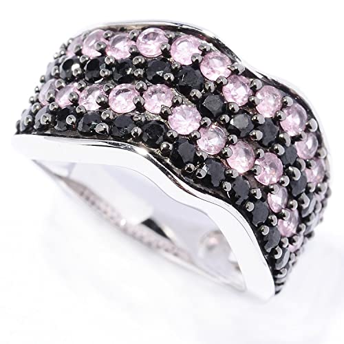 Pinctore Platinum o/Silver 2.30ctw Black Spinel Band Ring, Size 7