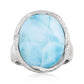 Pinctore Sterling Silver 18 x 16mm 14.64ctw Oval Larimar Textured Rings