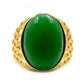 Yellow Gold Plated Over Sterling Silver Dyed Green Jade Gemstone Solitaire Rings