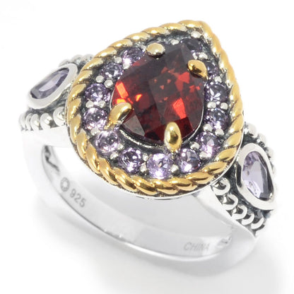 925 Sterling Silver Red Garnet Gemstone Solitaire Ring