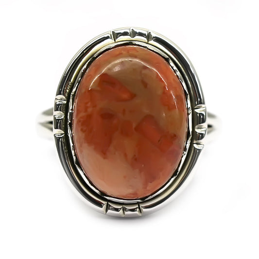Orange Mohave Turquoise Gemstone Ring, 925 Sterling Silver Ring Boho Ring For Women, Anniversary Gift, Gift For Her
