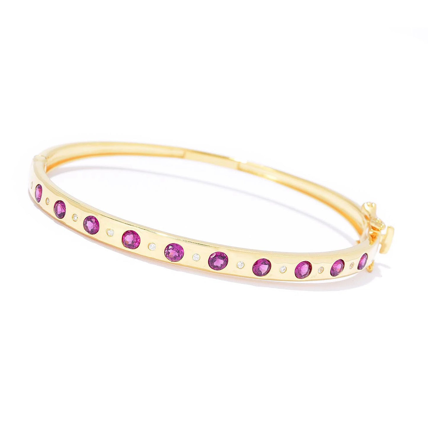 18K Yellow Gold Over Sterling Silver Rhodolite Gemstone Bangle