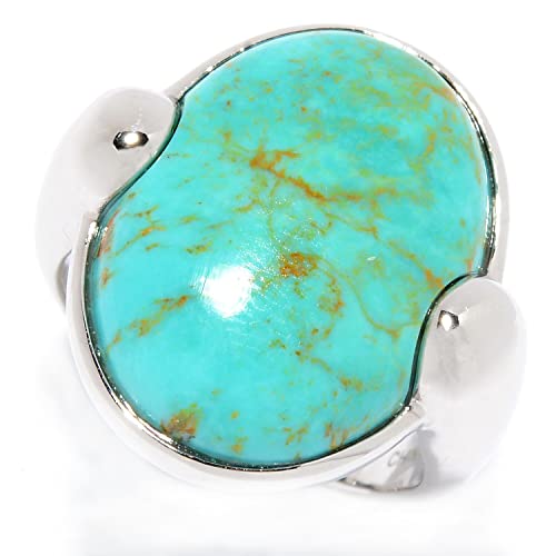 Pinctore Sterling Silver 20 x 15mm Oval Tyrone turquoise North-South Ring