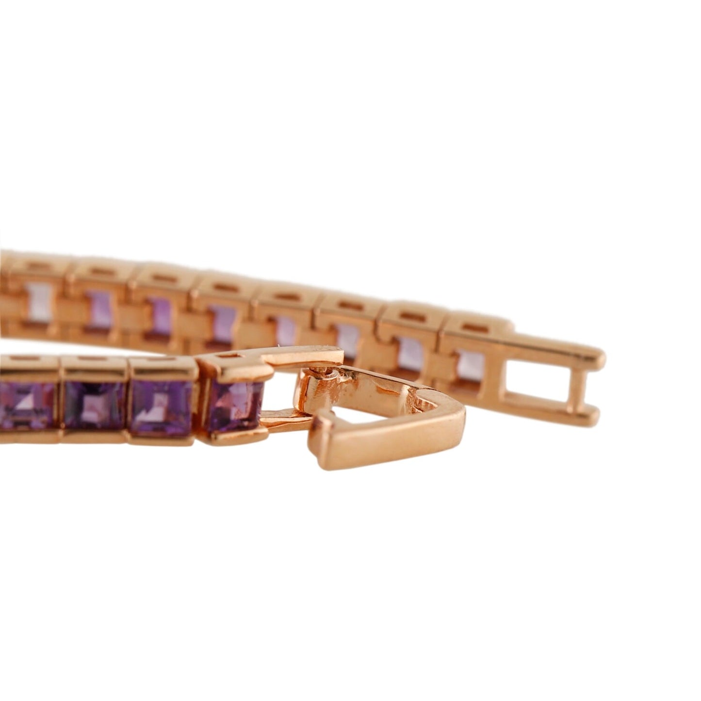 Rose Gold Plated Over Sterling Silver African Amethyst Gemstone Tennis Bracelets