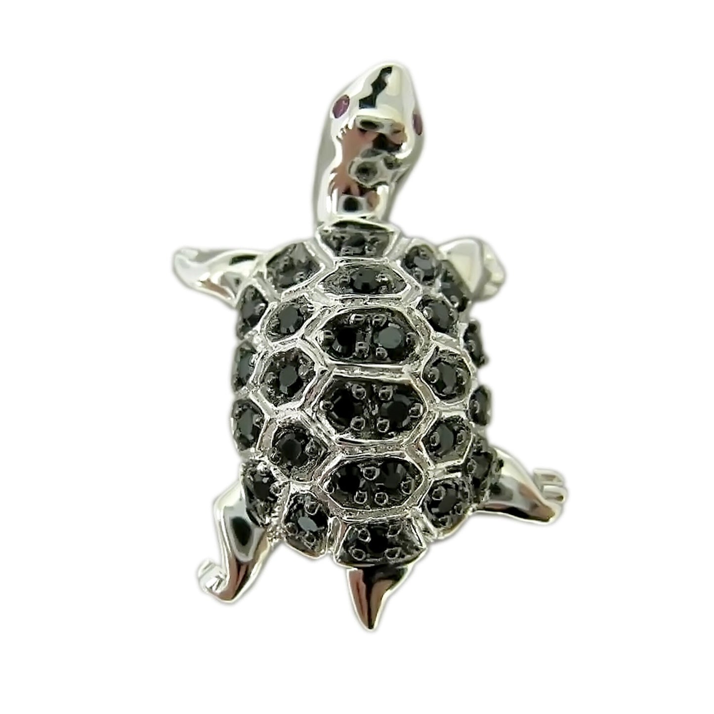 Natural Black Spinel Gemstone Pendant, 925 Sterling Silver Turtle Tortoise Pendant, Birthday Gift, Gift For Her
