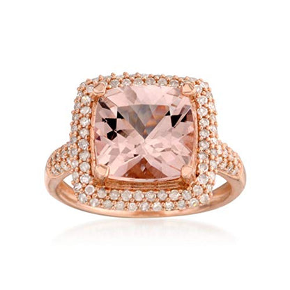 Rose Gold Plated Over Sterling Silver Morganite and Diamond Rings