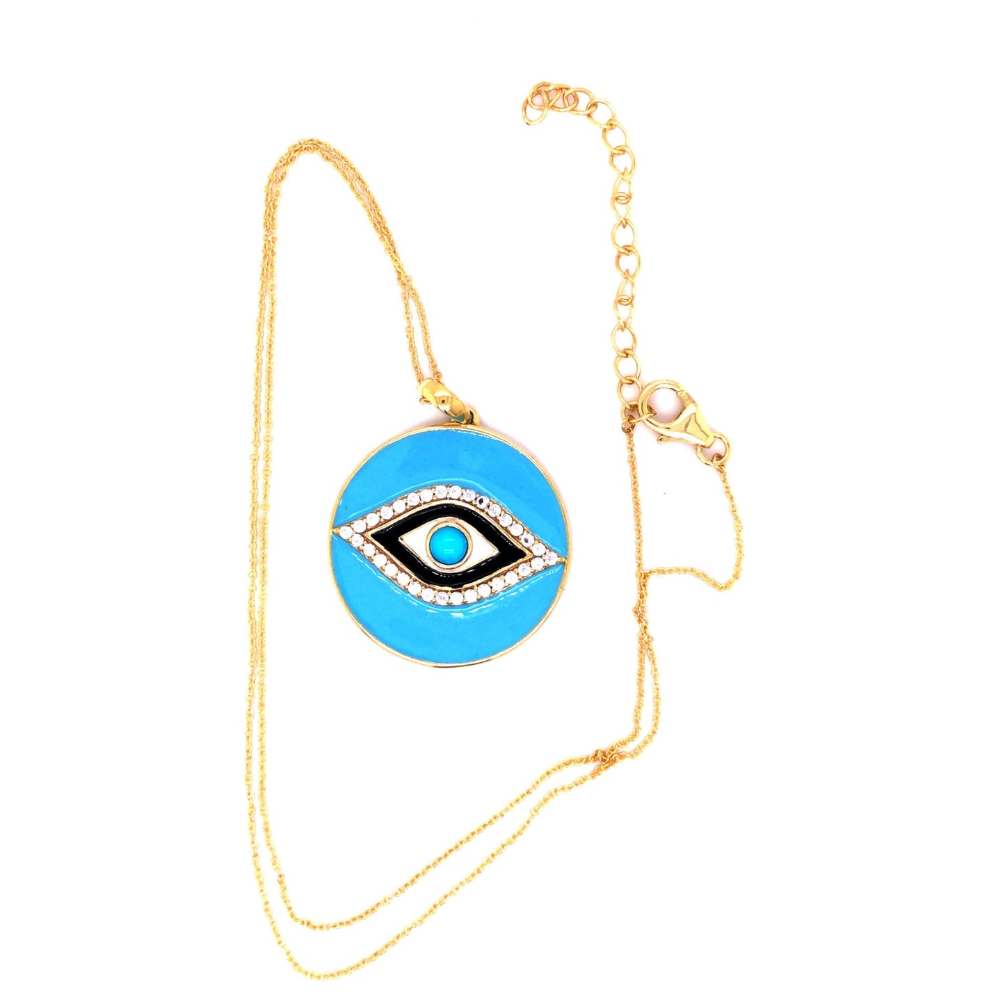 Evil Eye Necklace, Sleeping Beauty Turquoise Ring, 925 Sterling Silver Necklace, Gemstone jewelry, Witch Eye Necklace, Gift For Her