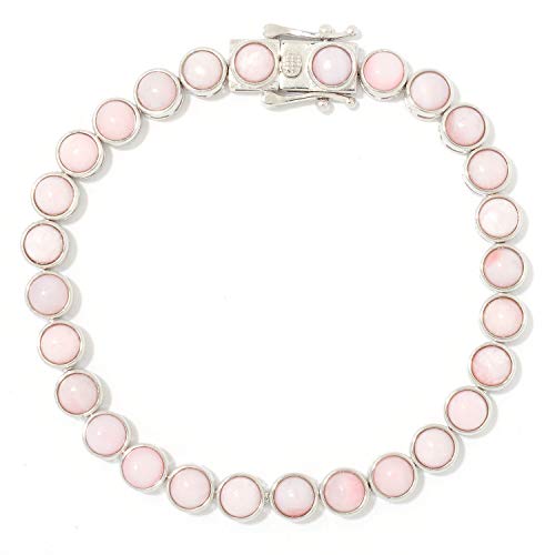 Pinctore Sterling Silver 7" Round Pink Opal Line Bracelet