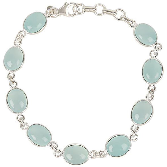 Sterling Silver 925 Aqua Chalcedony Bracelet