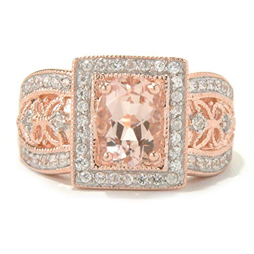 Pinctore 10k Rose Gold Morganite and Diamond Ring (1/3cttw, H-I Color, I1-I2 Clarity)