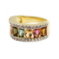 18k Yellow Gold Plated Over Sterling Silver, Pink Topaz And White Topaz Gemstone Band Rings