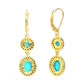 18k Yellow Gold Plating Over Sterling Silver, Sleeping Beauty Turquoise Gemstone Drop & Dangle Earrings