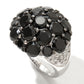 925 Sterling Silver Black Spinel and White Topaz Gemstone Cluster Rings