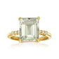 18K Yellow Gold Plated Over Sterling Silver Green Amethyst, Pink Topaz And White Topaz Gemstone Solitaire Rings