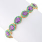 Yellow Gold Plated Over Sterling Silver African Amethyst And Sky Blue Topaz Gemstone Bracelets