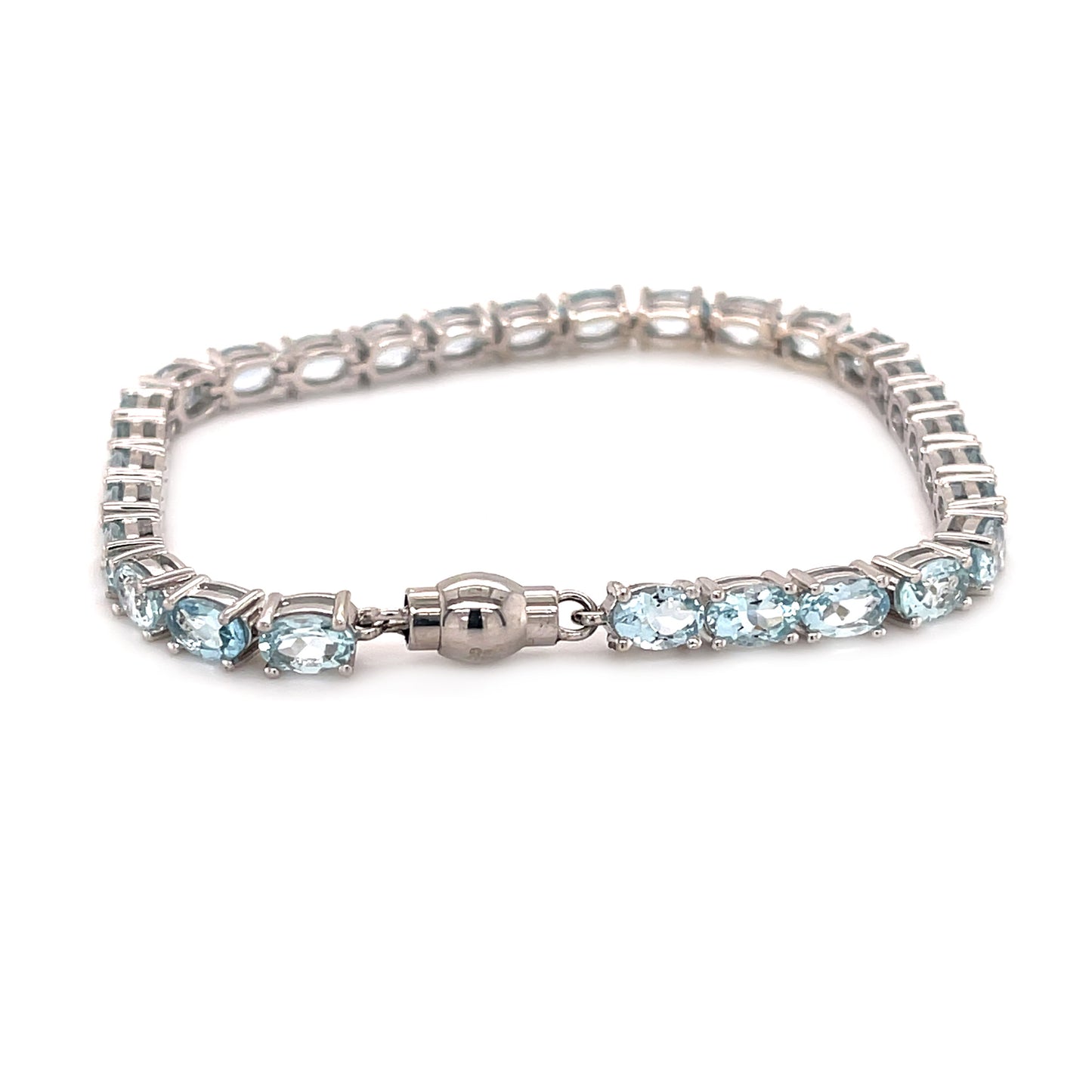 925 Sterling Silver Aquamarine Gemstone Tennis Bracelet