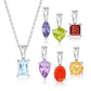 925 Sterling Silver Multi-Gemstone Pendant Set with 18+2" Chain