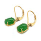 18k Yellow Gold Plating Over Sterling Silver Dyed Green Jade Gemstone Dangle Earrings