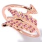 18K Rose Vermeil Rhodolite & White Topaz Feathered Arrow Bypass Ring