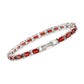 925 Sterling Silver Red Garnet, Pink Topaz And White Topaz Gemstone Tennis Bracelets