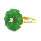 18k Yellow Gold Plated Over Sterling Silver Dyed Green Jade Gemstone Flower Ring