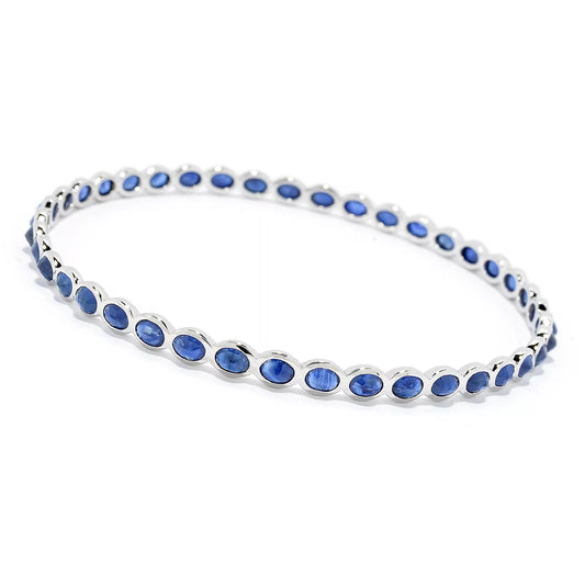 925 Sterling Silver Blue Sapphire Gemstone Gemstone Bangle