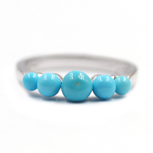 Sleeping Beauty Turquoise Ring,Natural Round Turquoise Ring, December Birthstone,Sterling Silver Ring,Anniversary Promise Ring, Gift For Her
