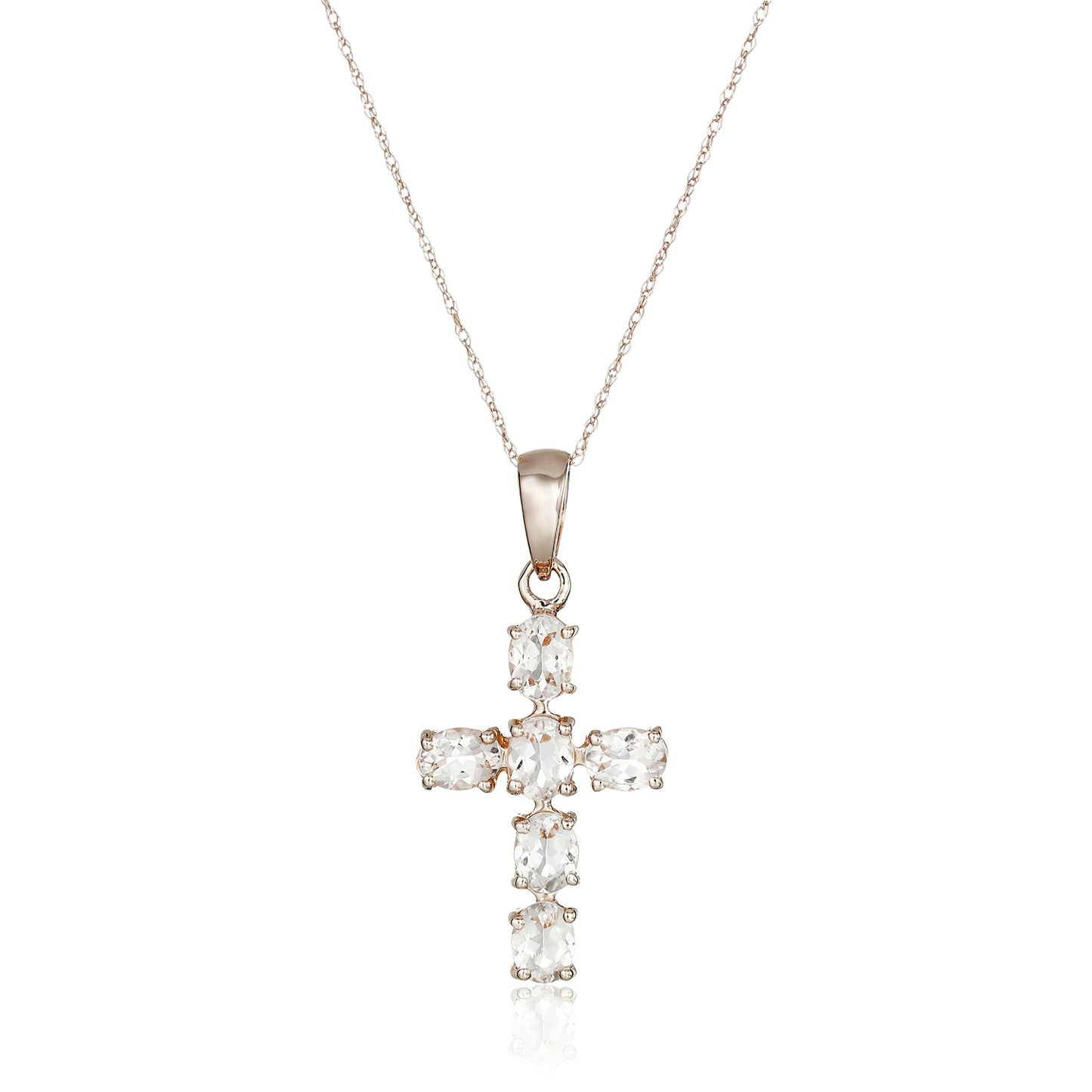 10K Rose Gold Morganite Gemstone Cross Pendant