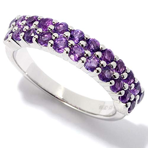 Pinctore Rhodium Over Sterling Silver 1ctw African Amethyst Band Ring, Size 7