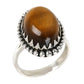 Sterling Silver Tiger Eye Gemstone Solitaire Boho Ring For Womens