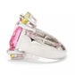 925 Sterling Silver Pink Topaz, Ouro Verde Gemstone Cluster Ring