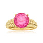 Yellow Gold Plated Over Sterling Silver Pink Topaz Gemstone Solitaire Rings