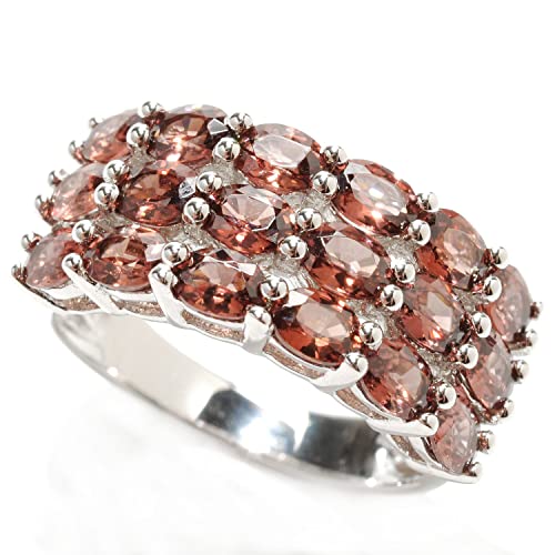 Pinctore Sterling Silver 4.30ctw Raspberry Zircon Cluster Band Ring, Size 7