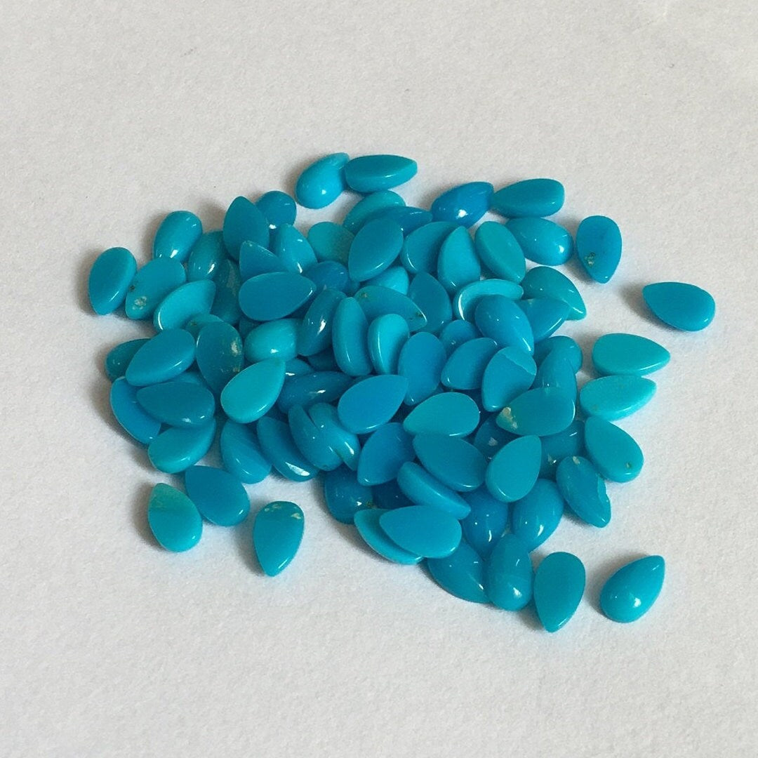 Natural Sleeping Beauty Turquoise cabochon pear shape sizes 5x3mm. Natural turquoise blue turquoise for jewelry making