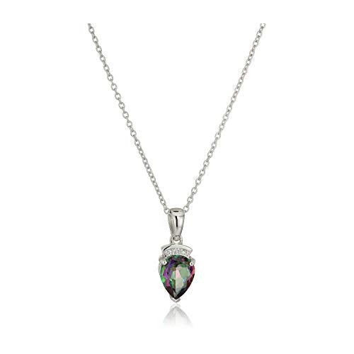Pinctore Sterling Silver Mystic Topaz Pear Pendant Necklace, 18"