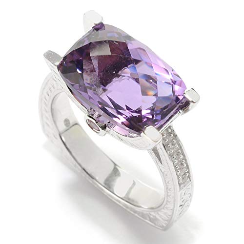 Pinctore Sterling Silver Amethyst Textured East-West Ring