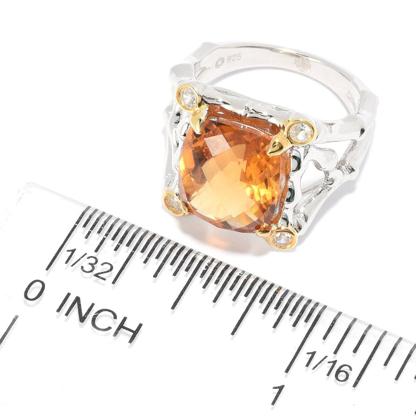 925 Sterling Silver Natural Honey Citrine 5-Stone Ring