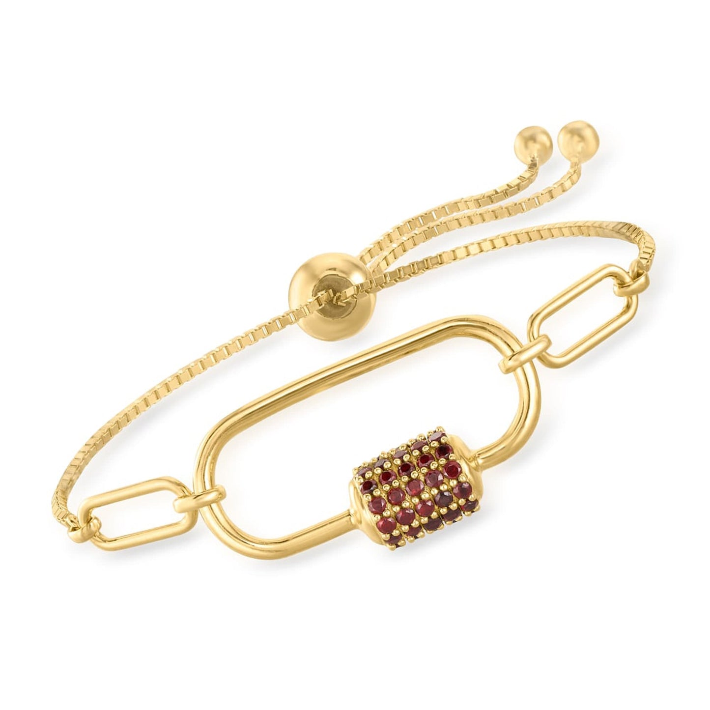 925 Sterling Silver Paper Clip Link Bolo Bracelet Natural Red Garnet Gemstone Bracelet, Gold Plated Bolo Bracelet, Fine Jewelry,Gift For her
