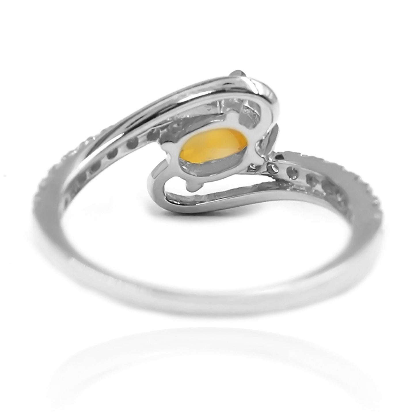 925 Sterling Silver Citrine And White Topaz Gemstone Solitaire Rings