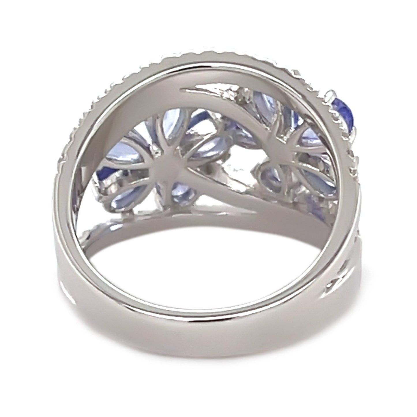 925 Sterling Silver Tanzanite, Created White Sapphire Ring US7