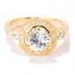 Pinctore 18K Yellow Gold Silver 2.77ctw White Natural Zircon Cocktail Ring, Size 7