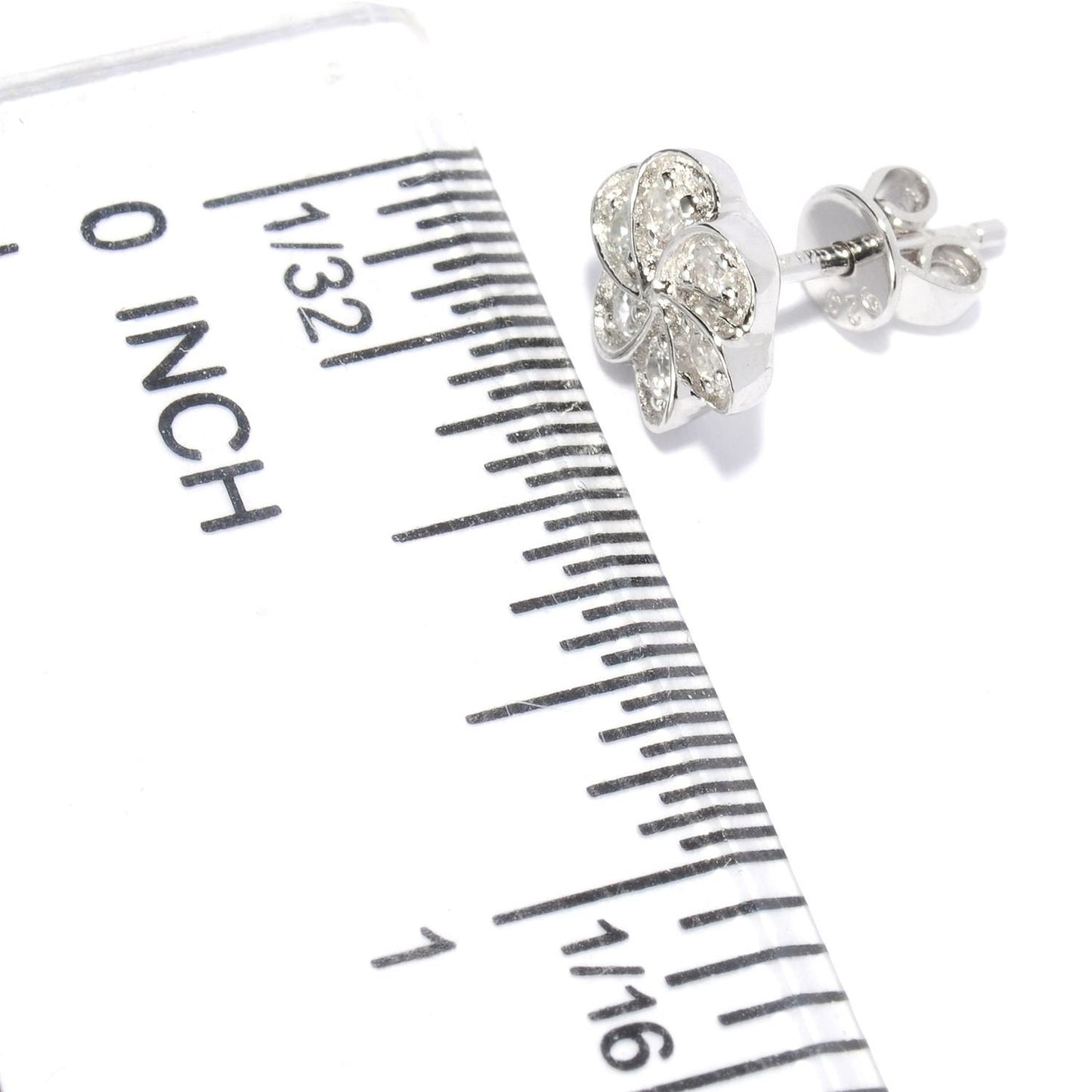 Pinctore Platinum o/ Silver 0.47ctw White Natural Zircon Studs Earring 0.62'L