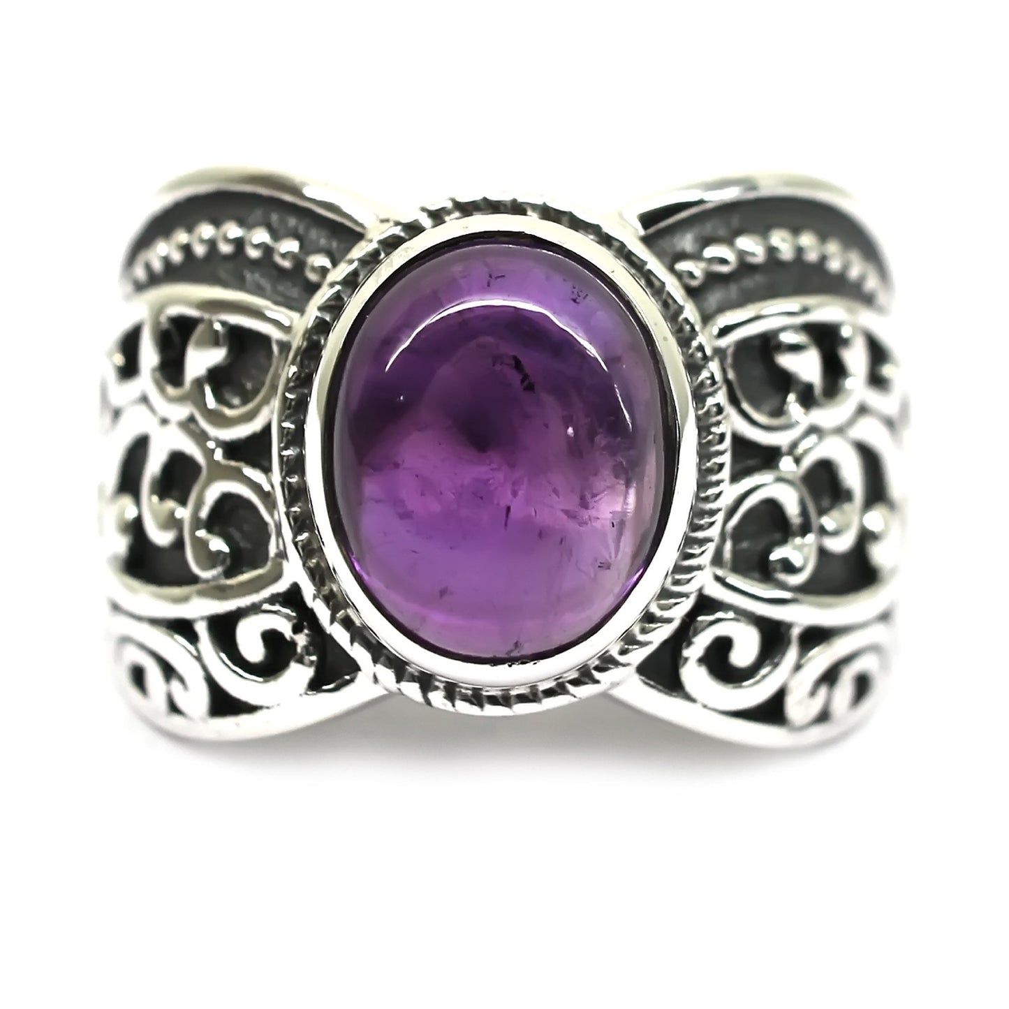 Natural African Amethyst Gemstone Ring 925 Sterling Silver Ring Boho Ring For Women Solitaire Ring Fine Jewelry Gift For Her