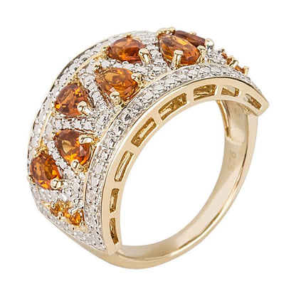 14k Yellow Gold Plated Over Sterling Silver Madeira Citrine Gemstone Band Ring