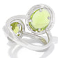 Pinctore Sterling Silver Oval 5.7ctw Peridot & White Topaz Double Halo Ring, Size 7