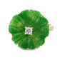 18k Yellow Gold Plated Over Sterling Silver Dyed Green Jade Gemstone Flower Ring