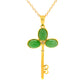 18k Yellow Gold Plating Over Sterling Silver, Dyed Green Jade and Diamond Gemstone " Key "Pendant