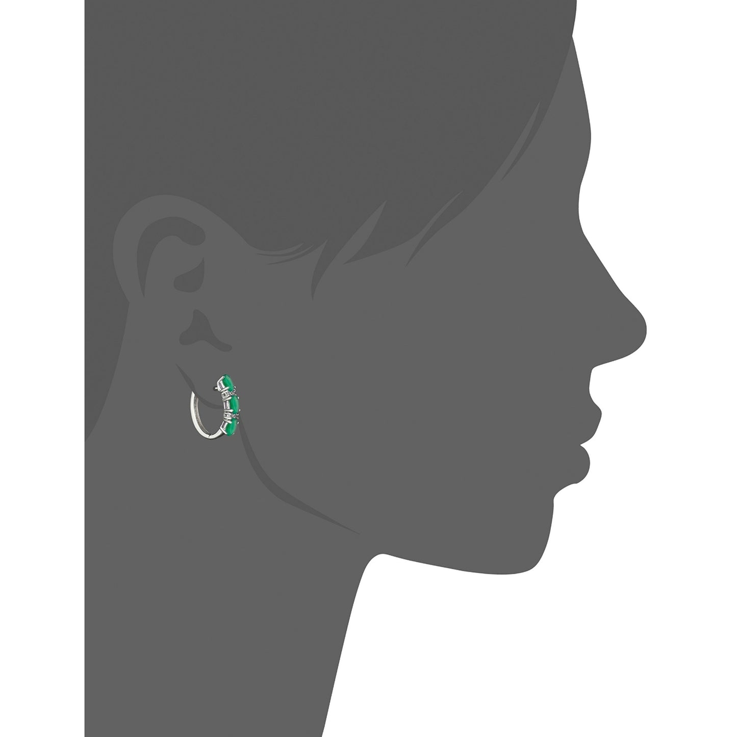 925 Sterling Silver Sakota Emerald Hoop Earrings