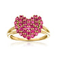 Yellow Gold Over Sterling Silver Rhodolite Garnet Gemstone Heart Shape Rings