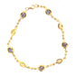 Yellow Gold Plated Over Sterling Silver Tanzanite & White Zircon Gemstone Chain Bracelet